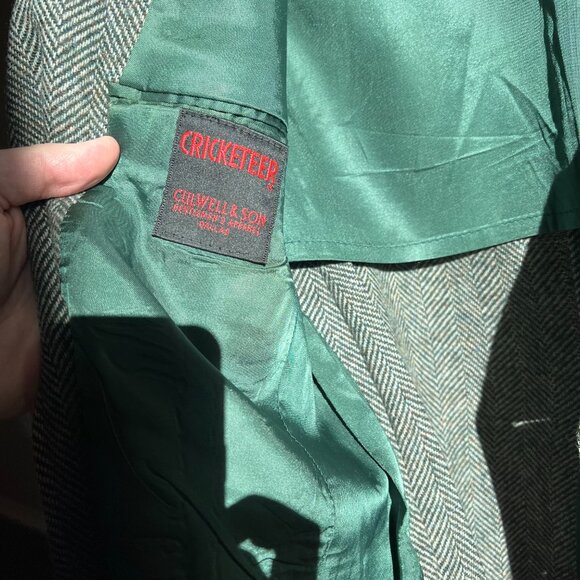 Green Wool Tweed Sportcoat in Herringbone - Picture 2 of 5